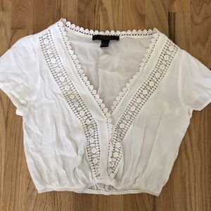 White lace crop top